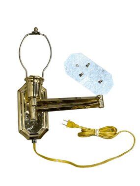 Vintage Plated Brass Plug In Swing Arm Wall Sconces